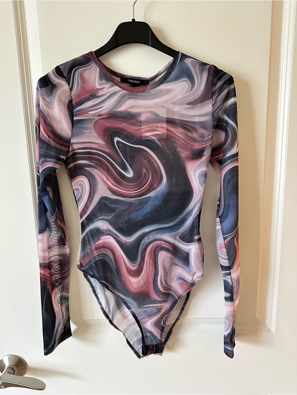 NWT Forever 21 Women’s Mesh Long Sleeve Bodysuit Size Small Multicolor